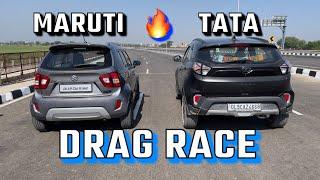 Tata NEXON vs IGNIS Tuned DRAG RACE! Isne to mor  bana diya. #tata #nexon #marutisuzuki #ignis