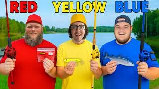 RED vs BLUE vs YELLOW - One Color Fishing Challenge!