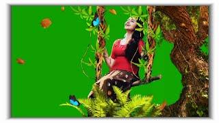 Green Screen Girl Video Effect / Green Screen Falling Tree Leaves /Beautiful Nature Background Video