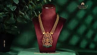 Exquisite 22k Gold Long Haar Necklace Adorned with Pendant | Krishna Jewellers