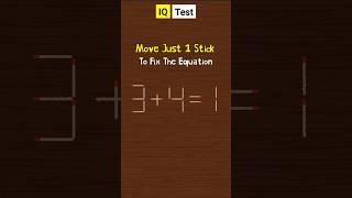 Balance this equation by move 1 stick ! #shorts #ytshorts #mindyouropinion