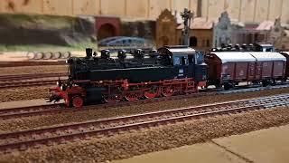 märklin 37086 BR 86 507 Testfahrt mit Zugkraftprobe auf K-Gleis im R1 und R2 in der Steigung.