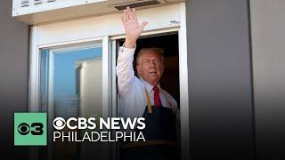 Trump serves supporters at McDonald's drive-thru in Bucks County, Pennsylvania