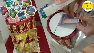 Make birthday snack tower  with money can be withdrawn...