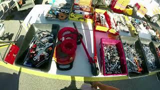 Flea market treasures hunting tools purchasing at swap meet Chicago All State Arena tool haul