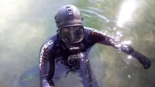 Draeger mask underwater test with triathlon neoprene