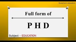 PHD ka full form | Full form of in English  | Subject - EDUCATION