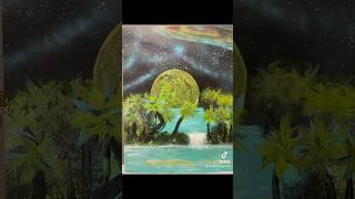 Spray Paint Art - Green Planet on a Lake