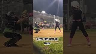 6 Year Olds First 10u Game #softball #gamehighlights #6yearsold #10u #catcher