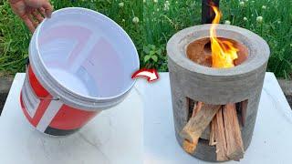 How to cast a smokeless stove with cement and paint bucket