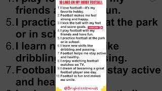 10 Lines on My Hobby Playing Football in English || Essay Writing