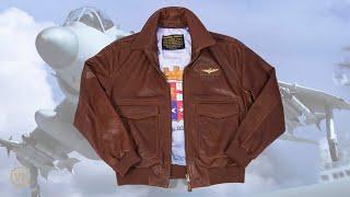 Flight Leather Jacket A-2 Navy light brown Art. 338 - vintage-leder.com