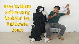 DIY Self-moving Scary Skeleton by using paper, With Sound, Activate by Sensor, Halloween, no code