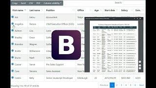 Bootstrap 4 Responsive Datatable Export to PDF, CSV