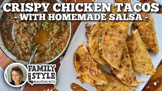 Crispy Chicken Tacos with Salsa on the Blackstone Griddle