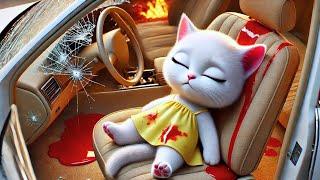 Kitten driving mom's car - Parents cautious #ai #story #cat #aicat