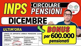 CIRCOLARE INPS️ PENSIONI DICEMBRE 2024  DOPPIO BONUS TREDICESIMA a 600.000 PENSIONATI NEL CEDOLINO