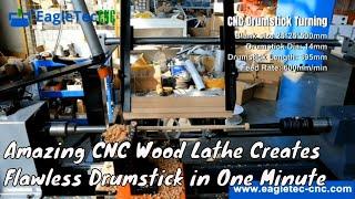 cnc wood lathe creates flawless drumstick in one minute #drumstickmaking #woodturning