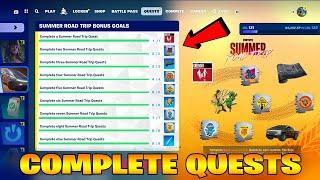 How to EASILY Complete a Summer Road Trip Quest Bonus Goals in Fortnite!