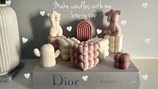 MAKE CANDLES WITH ME AT HOME | CANDLE MAKING FOR BEGINNERS | STEP BY STEP USING SILICONE MOULDS