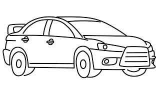 How to draw Mitsubishi Lancer Evolution step by step for beginners