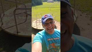 Found an old metal murder-go-round kind of playground to test a theory on a 98° Carolina summer day