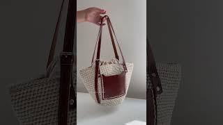 New crochet project "EVERYDAY Bag" with leather pocket and handles В'язана сумка EVERYDAY з кишенею