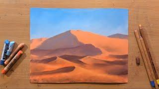 Desert Landscape Drawing in Pastel