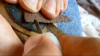 376 - Flintknapping Red Ceramic Tile 3/8 Notching