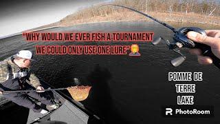 WE FISH A TOURNAMENT AND CAN ONLY THROW ONE LURE ! Pomme DE Terre Lake Bass Fishing