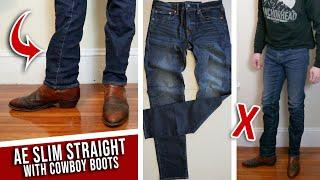 DON'T BE THIS GUY | Slim Straight American Eagle Jeans with Cowboy Boots