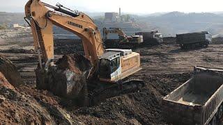 Liebherr 976 Excavator Loading Mercedes And MAN Trucks - Labrianidis Mining Works