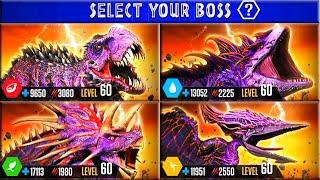 SUPER BOSS ALL BOSS LEVEL 60 BOSS VS BOSS | JURASSIC WORLD THE GAME