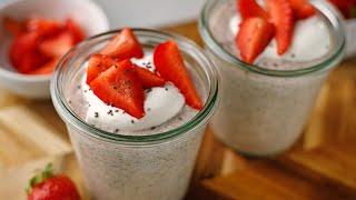 Keto Strawberries & Cream Chia Pudding