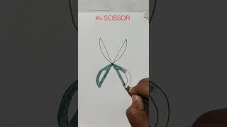 Draw a scissor using numbers and letters#simpledrawing#simplestrokes#india#digitalpainting