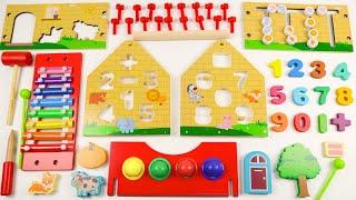 Numbers,Colors & Ball Pounding with Puzzle Wooden House Toy!Education Video Preschool,Toddler,Kids