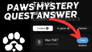 Paws mystery quest Answer Claim