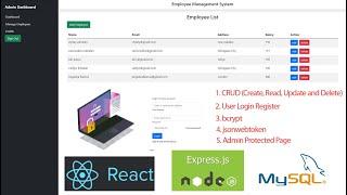 React JS Node Express Employee Management System | Mysql bcrypt jsonwebtoken