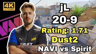 NAVI jL (20-9) vs Spirit (Dust2) | EPL S20 | Sep 20, 2024 #cs2 #pov