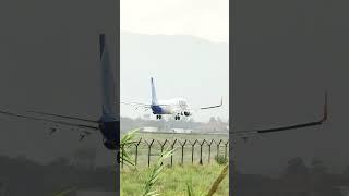 smoky touch down by Boeing 737 Max 8 ft. Fly Dubai  #tribhuvaninternationalairport