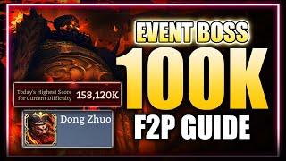 100K F2P GUIDE Nightmare Challenge Boss DONG ZHUO - EPIC LORDS, ONLY 2 LEGGOS + VOLKA  #WoR