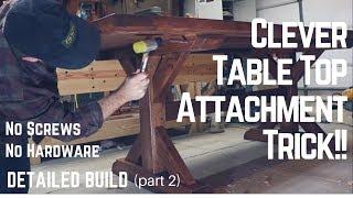 Table Top Build + Genius Method of Attaching Top To Base | Woodworking | How To | Tip | Trick