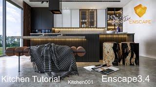 Enscape Kitchen interior render Tutorial  | enscape lighting seetting | SketchUp Tutorial