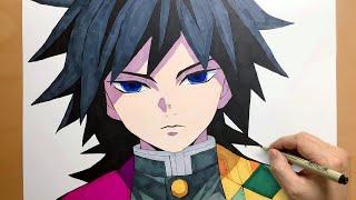 How to draw Giyu Tomioka from Demon Slayer I Kimetsu no Yaiba | step by step | draw anime