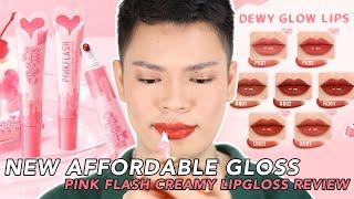 NEW AFFORDABLE LIP GLOSS! PINKFLASH CREAMY LIP GLOSS REVIEW AND SWATCHES