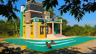 Building Creative A Modern 3-Story Mud Villa House & Swimming Pool In The Forest By Ancient Skills