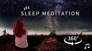 Fall asleep fast and deep under Beautiful 360° night sky - Peaceful Relaxation Music  [4K VR]