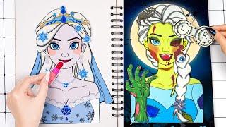 [Paper DIY] Unique Princess MakeupElsa Bridal and Zombie Elsa - Disney PrincessWonder Art Paper