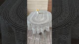 Овальная скатерть вязаная крючком в филейной технике  #homedecor #crocheting #tablecloth #crochet