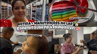 VLOG - ROTINA CUIDANDO DO LAR | comendo sushi pela primeira vez - Franciely Moura